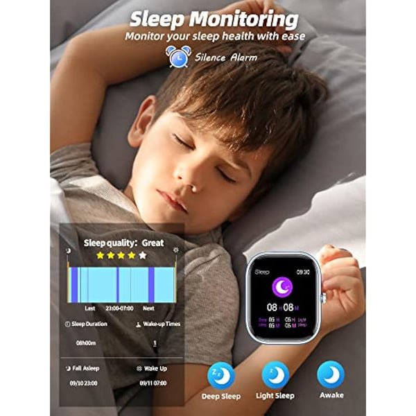 Slothcloud Kids Smart Watch for Boys Girls,IP68 Waterproof Fitness Activity Tracker Watch,Heart Rate Sleep Monitor,8 Sport Modes,Pedometers,Calories Counter,Alarm Clock,Kids Gifts Teens 5+ (Blue)