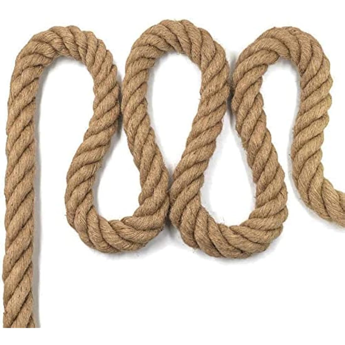 Aoneky Natural Jute Rope - 14/16/20/25/30/40/50mm Heavy Duty Twisted Hemp Rope for Crafts, Tug of War, Climbing, Garden Fence Decking (50mm / 15m)