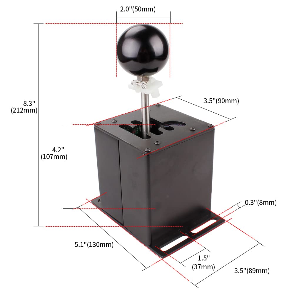 muge racing USB Simulator Shifter, Compatible with Logitech G29 G27 G25 G920 Thrustmaster T300RS/GT Steering Wheel Sequential H Gear Shifter Compatible with ATS ETS Dust WRC Sim Racing Games 7+R