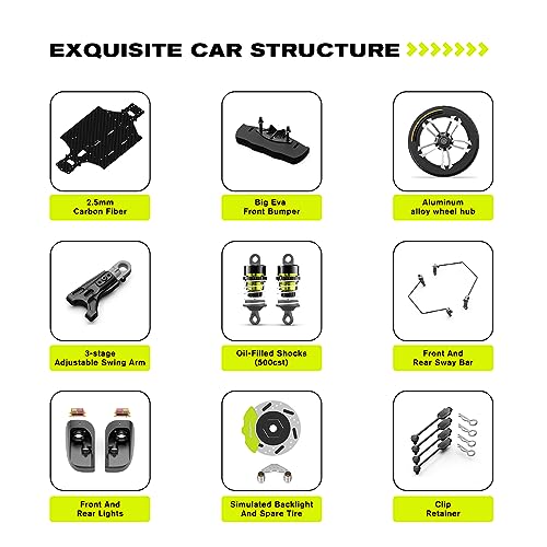 AMORIL 1/10 RTR Brushless Fast RC Cars for Adults,Max 50mph Hobby Electric Off-Road Monster Truck,Waterproof High Speed RC Car 4WD Remote Control Car with 3S Lipo,Green