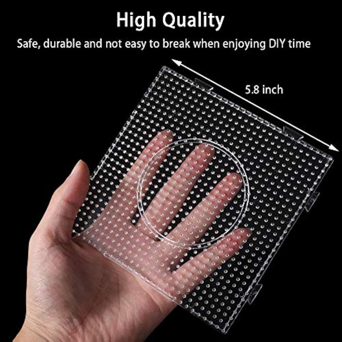 Fuse Bead Boards, 6Pcs 5mm Large Square Clear Plastic Beads Pegboards with 2Pcs Beads Tweezers and 6Pcs Lroning Paper for Kids Craft Beads