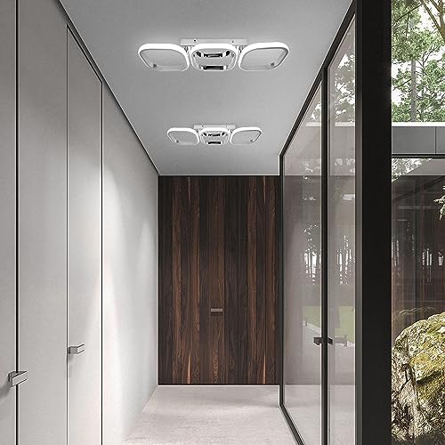EIDISUNY Modern Led Ceiling Light, Flush Mount Ceiling Lamp 3 Squares LED, Close to Ceiling Lighting Fixtures for Hallway Bedroom Living Room Kitchen Office Entrance - 33W Cool White Light (Silver)
