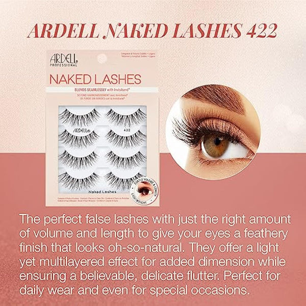 Ardell Multipack Naked Lash 422 False Eyelashes, Subtle Volume and Length, Vegan Friendly, 4 Pairs (Pack of 1)