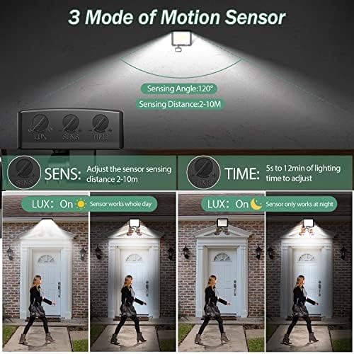 YIQIBRO 50W PIR Security Lights Outdoor Motion Sensor 2 Pack, 5000LM LED Floodlight with PIR, IP67 Waterproof Flood Lights Motion Sensor for Garden, Garage, Patio, Yard