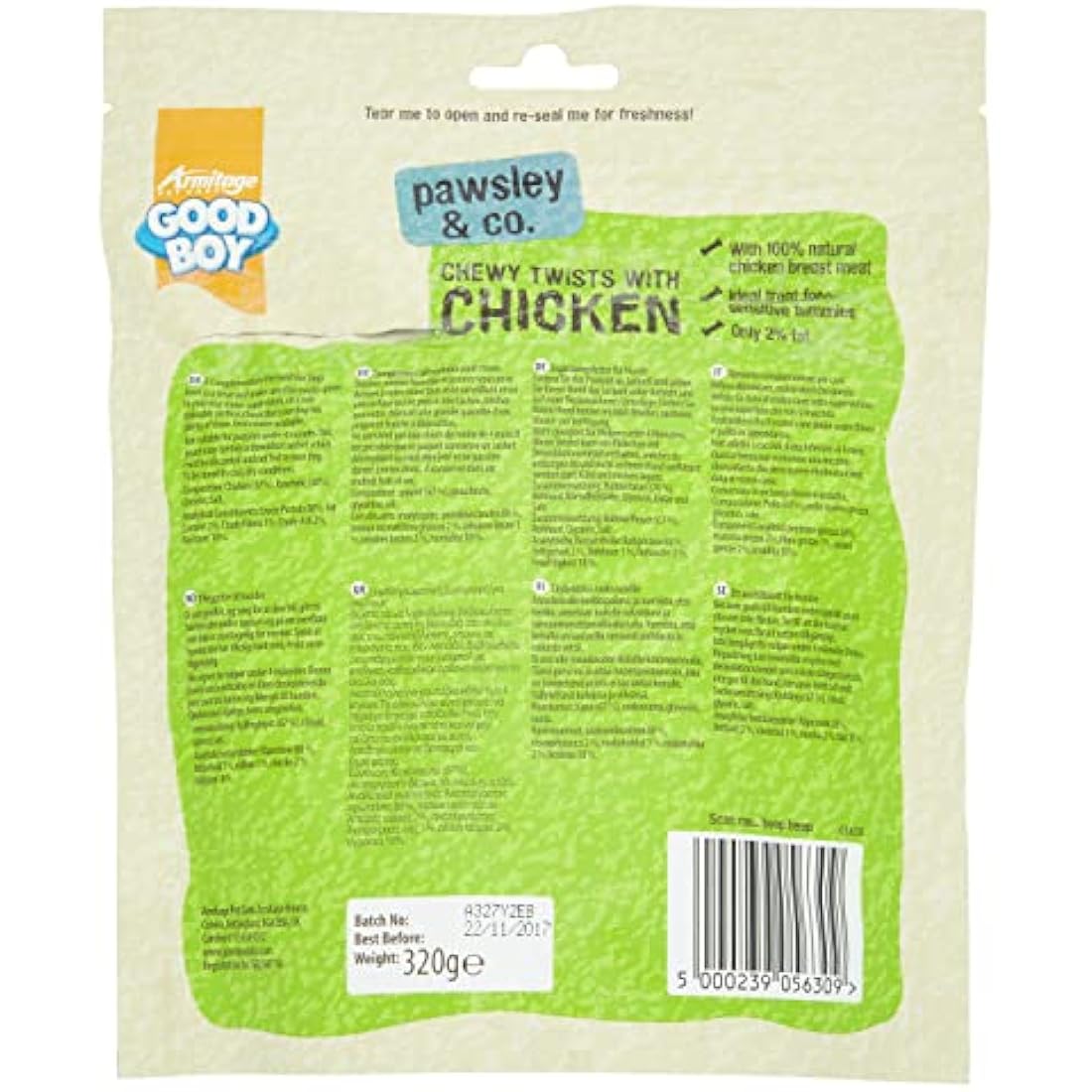 Good Boy Chicken Chewy Twists Dog Treats, 320g