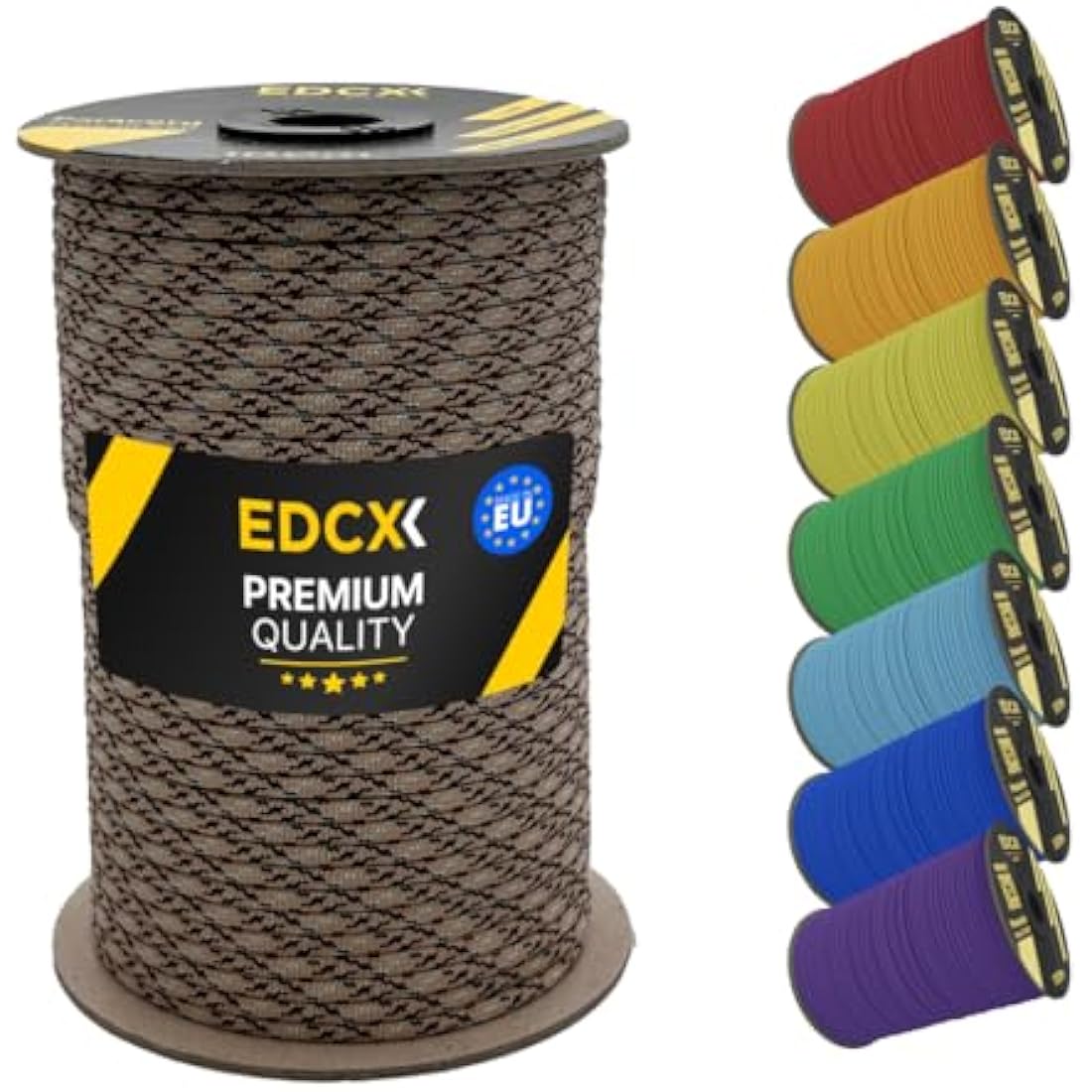 EdcX 4mm Rope 550 - Type III, 100% Rope, 7 Strand Rope, 4mm Rope in Solid Colors
