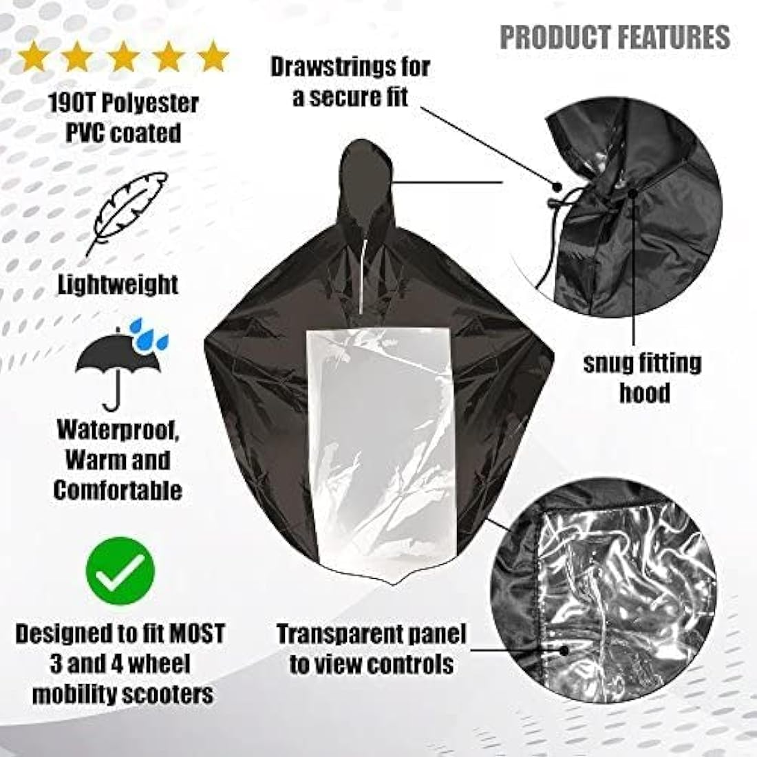 KACIOPOO Multifunctional Rain Poncho Raincoat Universal Waterproof Mobility Scooter Cape Cover, Upgraded Outdoor Reusable Rain Cover for Outdoor Activities,Hiking and Cycling