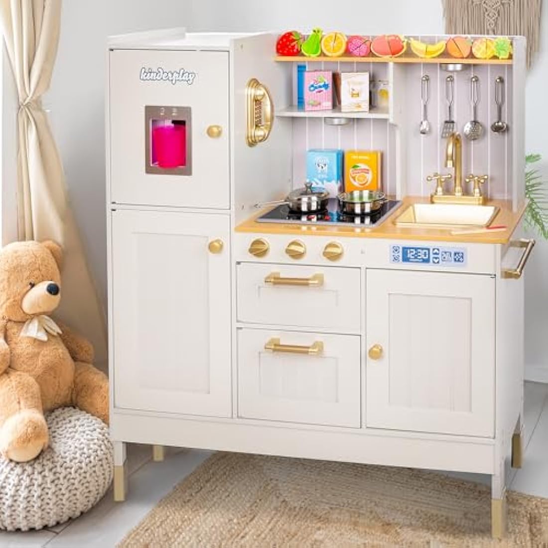 Green Series Kinderplay Large Wooden Play Kitchen - XXL Toy Kitchen for Toddlers & Kids, GS0060-1