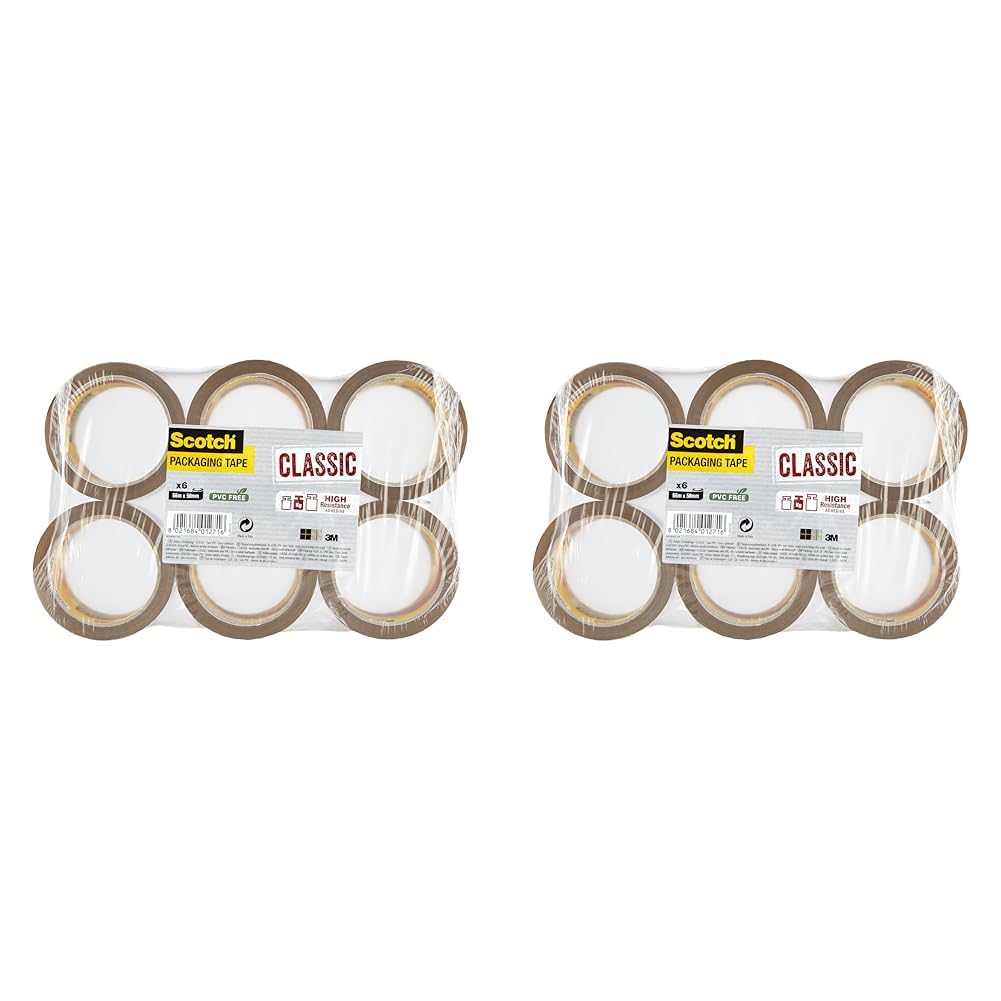 Scotch 28280 Classic Clear Packing Tape. Easy To Unwind Box Sealing Tape. Ideal for Sealing Boxes and Parcels. 6 Rolls