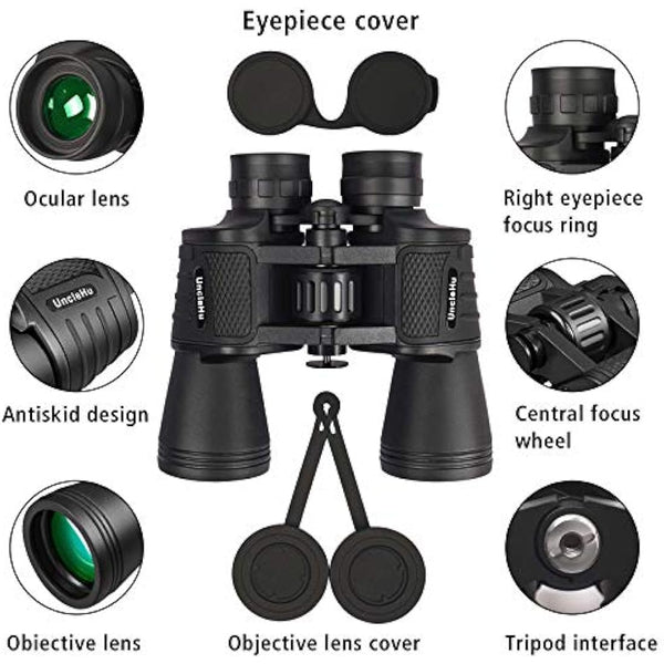 20x50 High Power Binoculars for Adults with Clear Vision, BAK4 Prism, FMC Lens, Waterproof Binoculars Telescope for Bird Watching Hunting Travel Football Games Stargazing with Carrying Case and Strap
