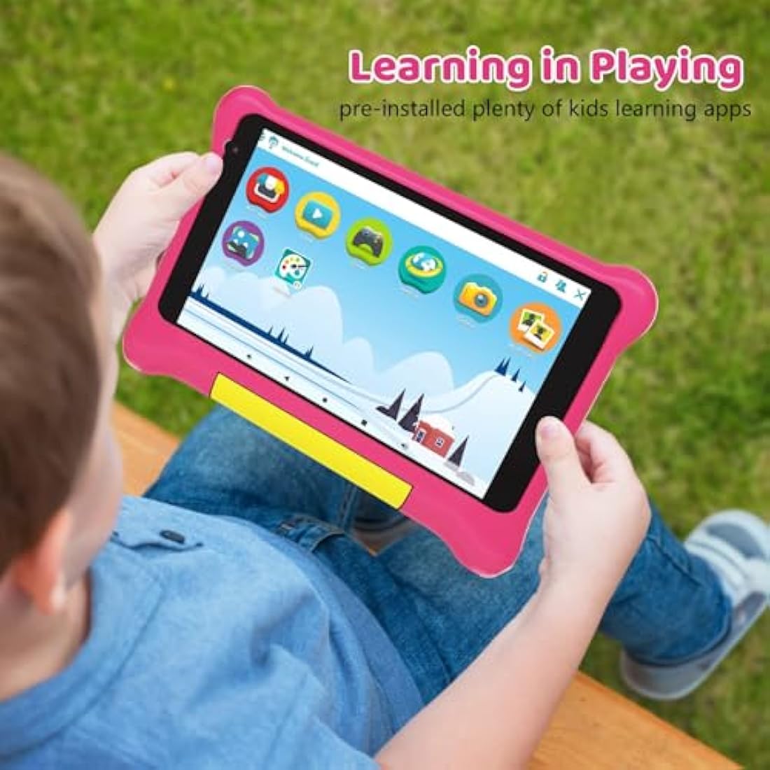 Ainmel Kids Tablet 7 inch, Android 13 Tablets for Kid, 5GB RAM+32GB ROM 128GB Expand, Parental Control, Kids Software Pre-Installed, Dual Camera, Android Learning Tablet with Proof Case (Pink)