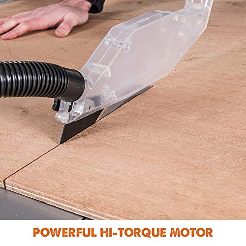 Evolution Power Tools R255TBLX+ Table Saw With Stand (Next Gen Rage 5-S) Multi-Material Cutting Blade Included Cuts Wood Metal Plastic, 45˚ Bevel, +/- 60˚ Mitre Angle, 85mm Cut Depth, 1800w Motor 240v