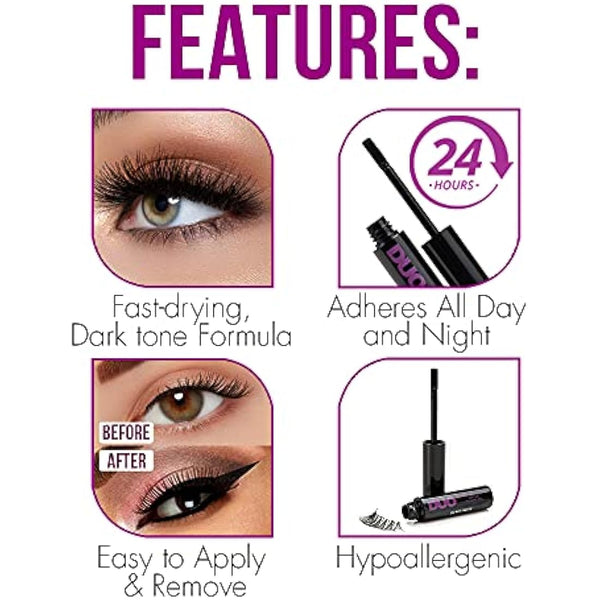 Duo Quick Set Dark Lash Glue, Striplash Adhesive, Latex Free, Rapid Dry, Easy Use, Dries Black, False Eyelash Glue, 5 g, (Pack of 1)