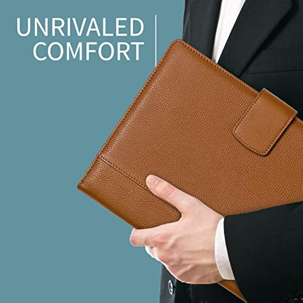 Document Holder in 100% Genuine Full Grain Hammered Leather - Handmade by Expert craftspeople - Spacious and Safe, Perfect for Meetings and Lessons - with Magnetic Closure - Rope