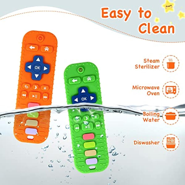 Hooku 2 Pack Remote Teether for Baby, Silicone Teethers for Babies 6-12 Months, Baby Teething Toys for Babies 0-6 Months, Sensory Toys for Babies, Toddler Infant Newborn Toys