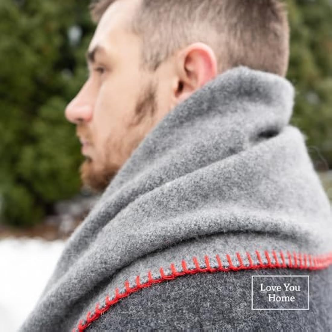 LYHome Travel Blanket - Extra Warm Picnic Throw, Bed Camping Outdoor Wool Blankets, Cozy Soft Throws, Military Army and Garden Outside Use (59x84 in | 150x215 cm | Gray - Anthracite Double-sided)