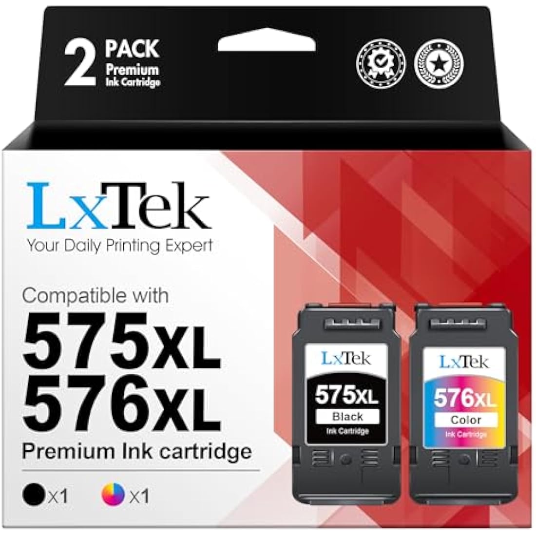 575XL 576XL Ink Cartridges multipack Replacement for Canon PG-575XL CL-576XL Printer Cartridges Remanufactured for Canon PIXMA TS3550i TS3551i TS3750i TR4750i TR4751i (1 Black+1 Colour)