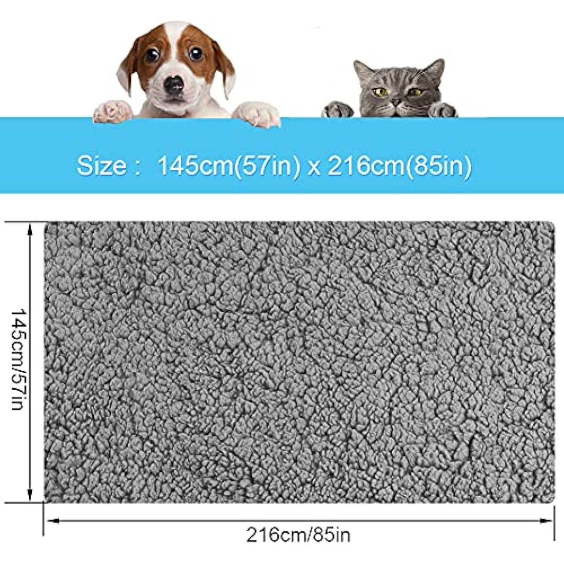 Onarway Waterproof Dog Blanket Washable: Protects Sofa/Bed/Car Seat from Spills & Scratches - Cozy Sherpa Fleece Puppy Throw for Furniture Conscious Pet Owner (XX Large 145x215cm)