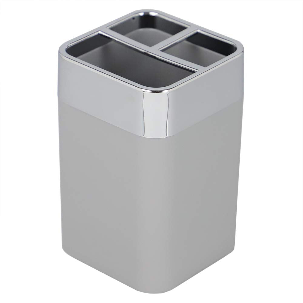 Home Basics Toothbrush Holder, ABS Plastic, Grey