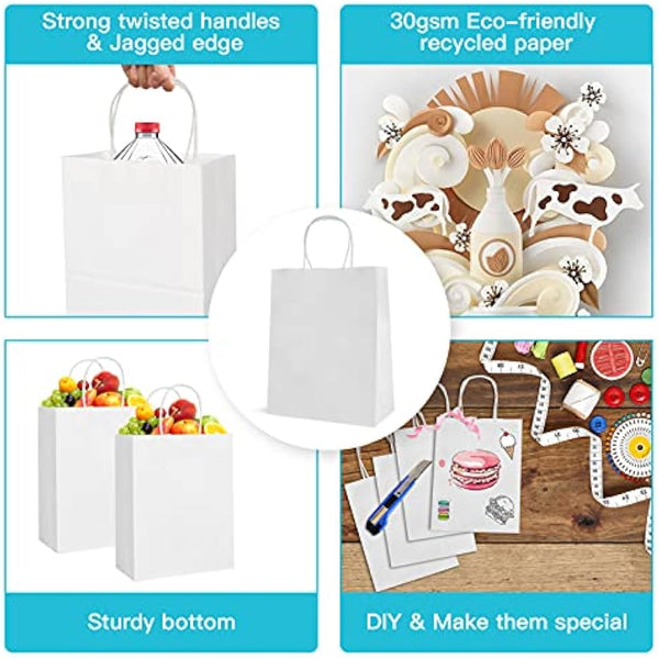 HAUSPROFI 30pcs Kraft Paper Bags for Gifts, Food & Sweets, Strong Carrier Bags with Twisted Handles for Kid Parties, Weddings, Thicken 130gsm