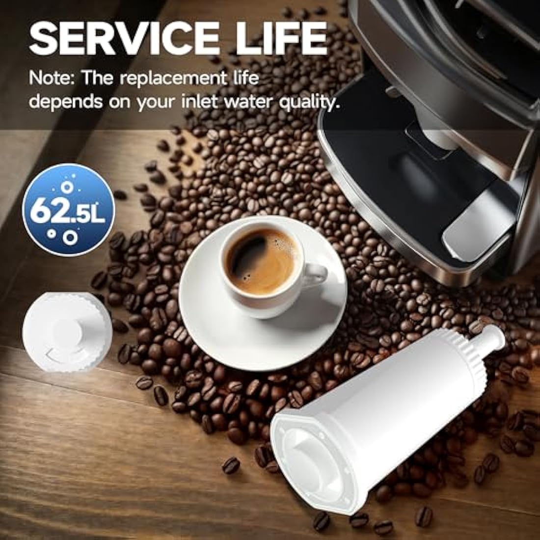 AQUALTRA Coffee Machine Water Filter Compatible with Sage SES875, SES008, SES810, SES878, SES008WHT0NEU1, SES880/920/980/990/500, Breville BES Series, 6 Pack