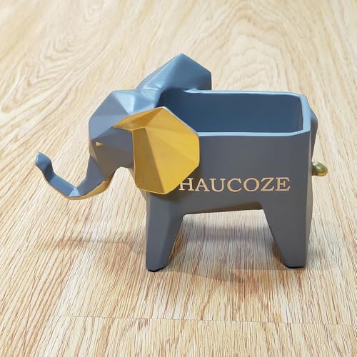 Amoy-Art Elephant Gifts Planter Animal Decor Statue Modern Sculpture Figurine Succulent Cacuts Pot Centerpiece Ornament Polyresin Arts Crafts 17cm
