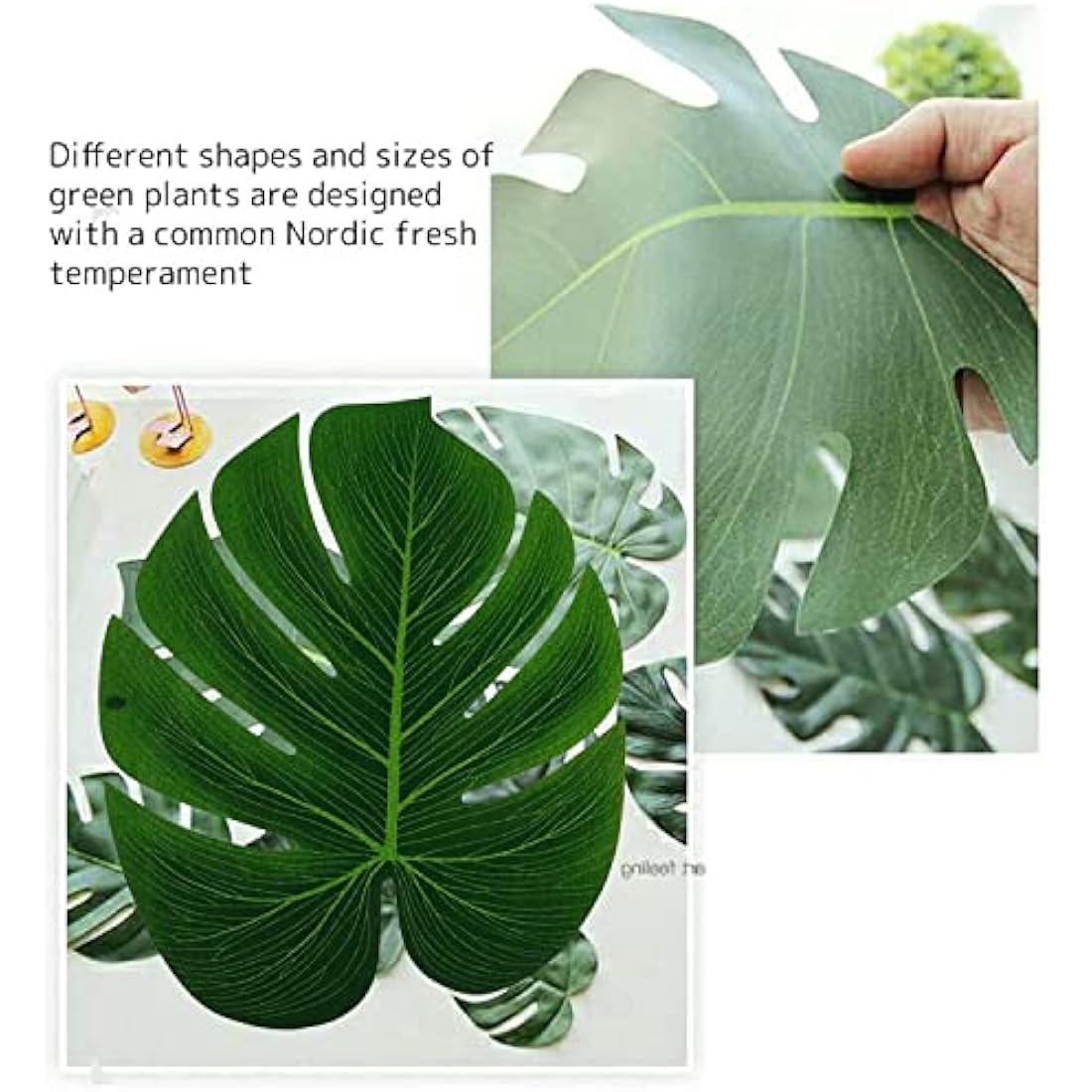 96PCS of 8 Kinds Artificial Tropical Leaves,Jungle Party Decorations,Fake Monstera Leaves,Tropical Plant Faux Leaves For Hawaiian Luau Theme Beach Party Table Wedding Christmas Decor