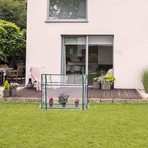 Relaxdays Metal Greenhouse, 92 x 124 x 42 cm, Transparent with Roll-up Door