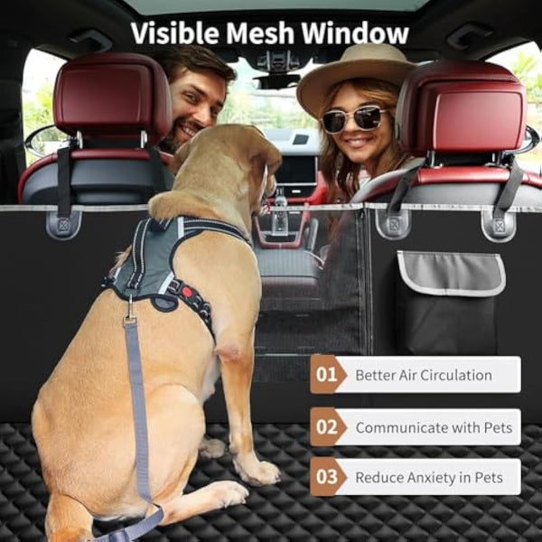 KYG Dog Car Seat Cover Hammock Dog Seat Cover with Mesh Window Durable Scratch Proof And Waterproof Car Rear Seat Protection Cover Pet Car Seat Cover For Cars/Trucks/Suv 135 X 140cm