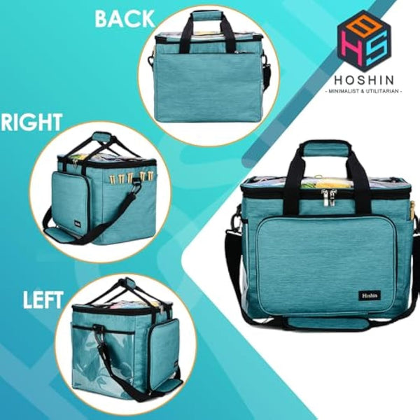 Hoshin Knitting Bag for Yarn Storage, Portable Crochet Tote Bag Yarn Organizer for Crochet Patterns and Hooks, Needles, Skeins of Yarn-Enjoy Knitting/Crocheting Anywhere(Green)