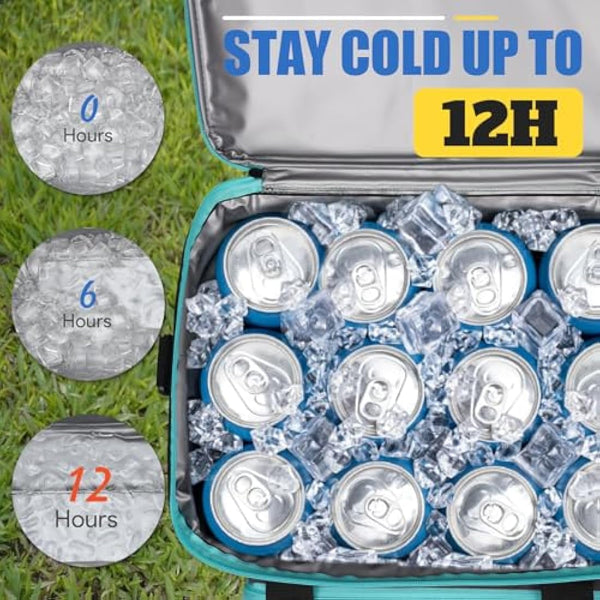 INSMEER Cool Bag 40L/60 Cans Large Cool Bags Insulated,Soft Cooler Leakproof/Portable/Collapsible/Foldable Cooler Bag, with Bottle Opener&Removable Shoulder Strap, for Beach Camping Picnic