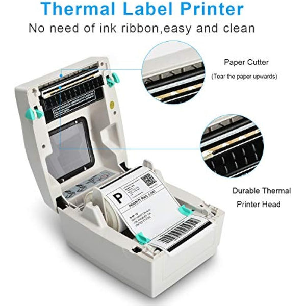 FungLam Thermal Label Printer, Desktop Label Printer USB Direct High Speed Labeling Machines Label Maker for 4x6 Shipping Labels Barcode Compatible with Windows (XP and later)