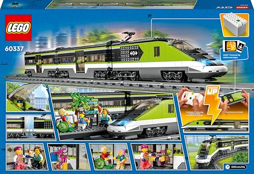 LEGO City Express Passenger Train Set - incl. a Remote Controlled Train Toy with Working Headlights, 2 Coaches, 24 Track Pieces & 6 Minifigures - Gift for 7+ Year Old Boys & Girls - 60337