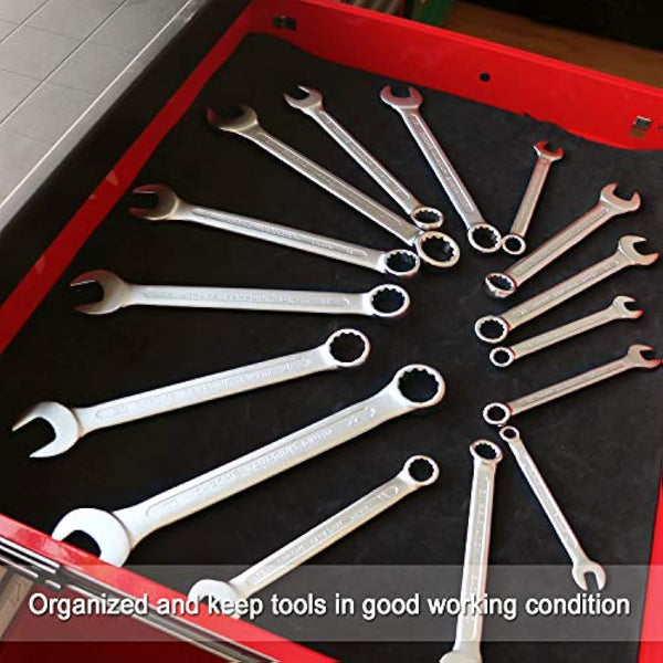 CASOMAN Professional Tool Box Liner, Toolbox Drawer Line - 16 inch(wide) x 16 feet (long), Non Slip Matting Roll, Black