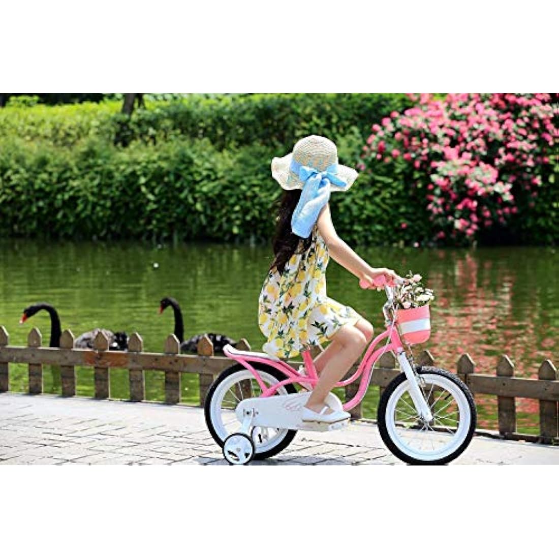 RoyalBaby pink swan girl’s kids children bike in size 14