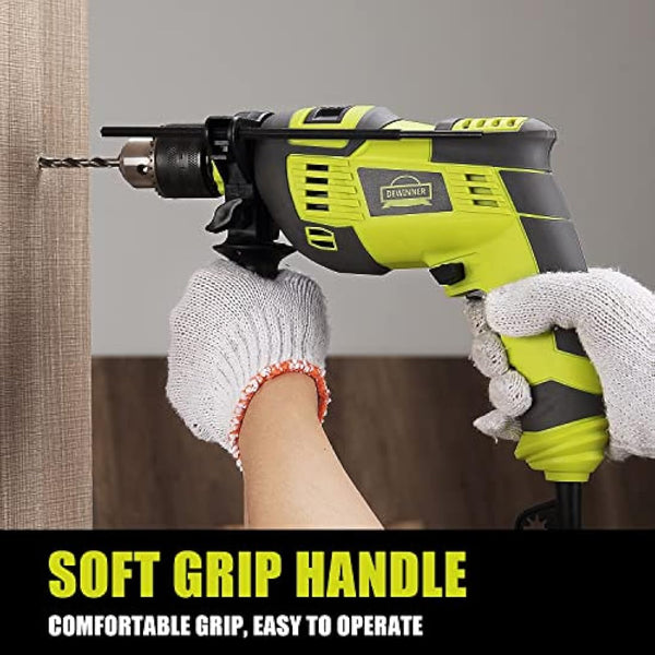 Hammer Drill, 710W Electic Corded Impact Drill, 13mm Metal Chuck, 0-3300RPM, Powerful Variable Speed Drill for Drilling in Steel…