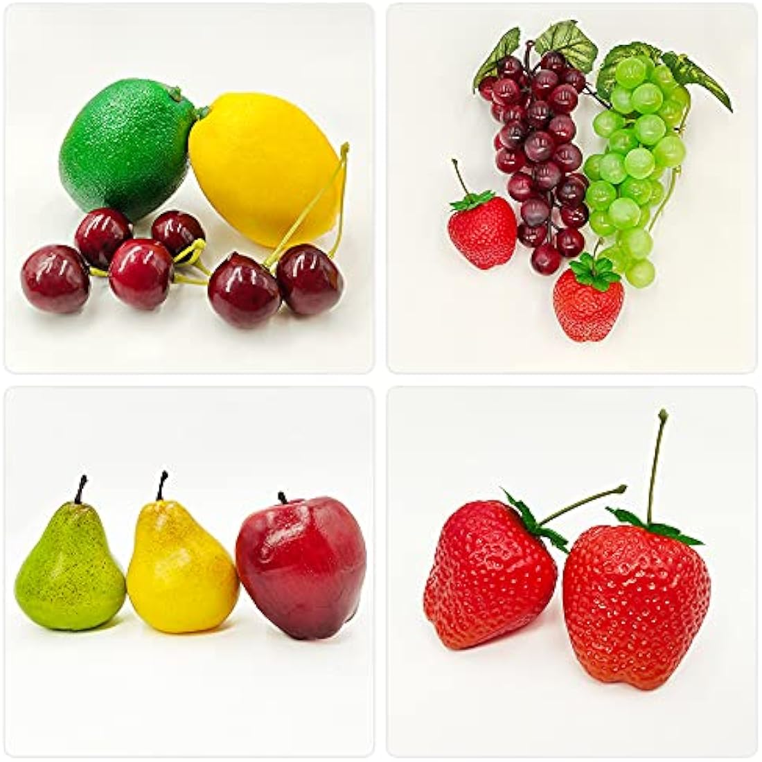 17 Pcs Fake Fruit, Simulation Fruit Props for Photography, Display, Lifelike Realistic Artificial Fake Fruits Home Decor Craft Fruit Set Fake Lemon Fake Grape Strawberry