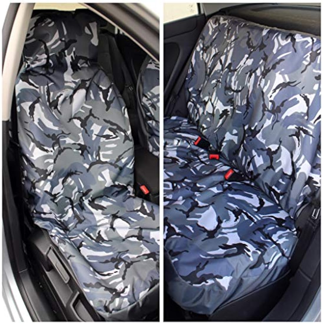 Carseatcover-UK® - Urban Grey Camouflage CAMO Waterproof Car Seat Covers Protectors - Front & Rear - Full Set