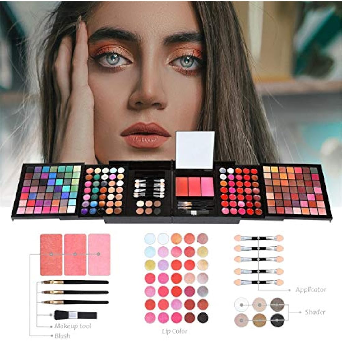FantasyDay All-in-one Makeup Set Gift Surprise | Full Makeup Kit for Women Multipurpose Essential Starter Bundle Include Eyeshadow Palette Lipstick Blush Concealer Face Powder Eyeliner Mascara Brush
