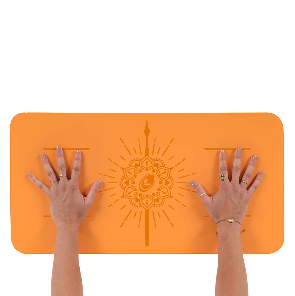 LIFORME Happiness Yoga Pad - Free Yoga Bag, Patented Alignment System, Warrior-Like Grip, Non-Slip, Eco-Friendly and Biodegradable, 4.2mm Thick pad