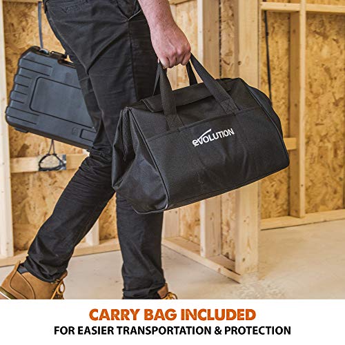 Evolution Power Tools R185CCSX Circular Saw With 1020 mm 3-Piece Track | Multi-Material Blade, Cuts Wood, Metal, Plastic & More | Incl Dust Port Adapter | 185mm (230v)