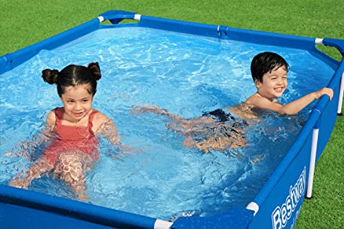 Bestway 56401 Steel Pro Pool | Swimming Pool, Rectangle Above Ground Fast Set Pool, Children’s Detachable Pool, Multiple Sizes, Blue, 221 x 150 x 43 cm