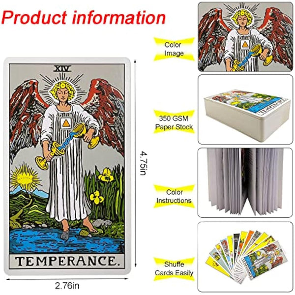 IXIGER Tarot Cards and Book for Beginners Set,Tarot Cards with 165Page Guide Book,78 Original Tarot Cards Deck for Beginners&Expert Readers,Classic Tarot Deck,Tarot Cards with Bag and Chakra Stoneag