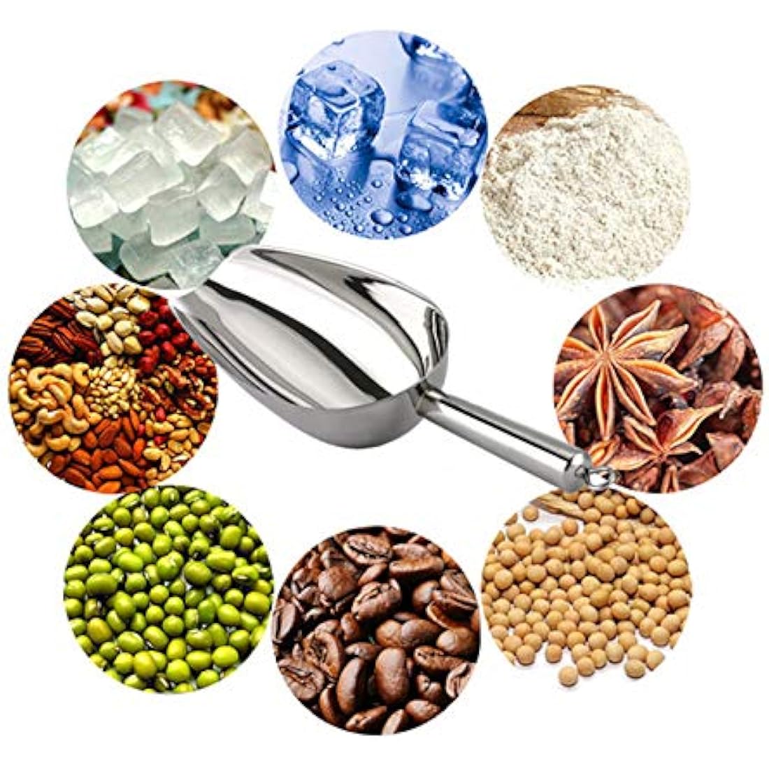 Ice Scoop, Stainless Steel Sweet Candy Food Scoop for Kitchen Bar Buffet Party Wedding, Heavy Duty & Dishwasher Safe - 5oz