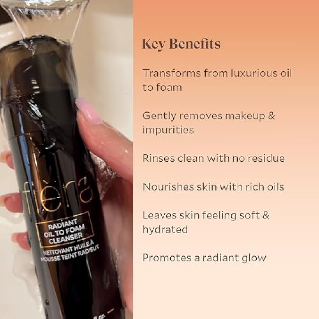 Fièra Oil to Foam Daily Facial Cleanser – Truffle Oil Complex, Fermented Plant Oils & Glycerin, Moisturizing and Nourishing, Soap-Free, Cruelty-Free, All Skin Types, 110ml 3.88 fl oz