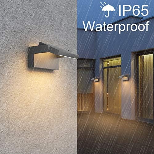 Klighten 24W LED Wall Light Outdoor Indoor Waterproof IP65 Adjustable Lamp Modern Outside Light Aluminum Wall Lighting for Entrance Garden Balcony, Dark Gray, Warm White 2700K-3000K