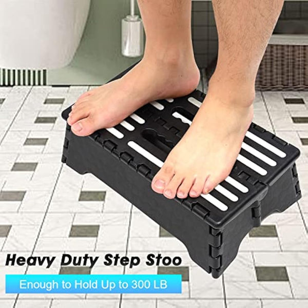 Folding Step Stool 5 Inch, Portable Step Stool for Adults with Handle, Foldable Stepstool for Kids Elderly, Suitable for Kitchen, Bathroom, Toilet RV, Black