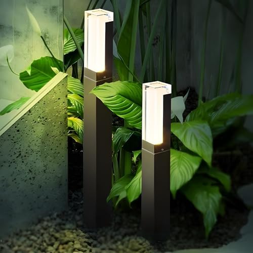 ZTWLEED 2 Pieces LED Outdoor Street Light,6W Black Outdoor Light Cube,Warm White 4000K IP65 Waterproof,60CM LED Outdoor Lighting for Paths Patio Garden Lawn Driveway Yard AC220V