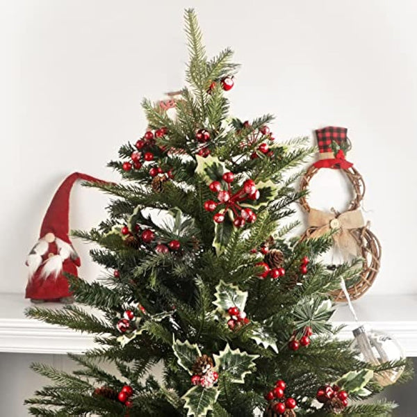 12PCS Christmas Berries Decorations, Christmas Pine Cones Berry Pine Branch Set, Holly Spray Artificial Christmas Picks for Crafts Gift Wrapping DIY Winter Floral Picks Tree Fillers Wreaths Decor