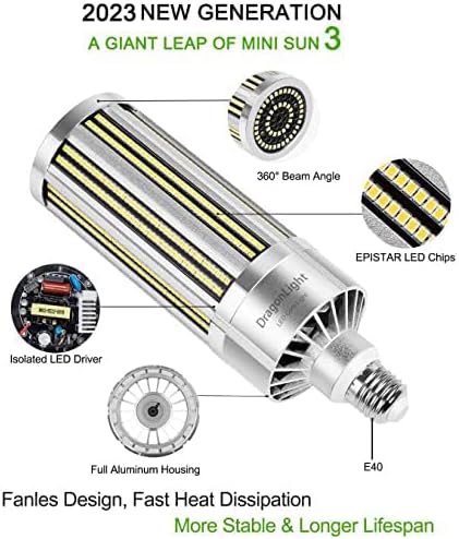 200W Super Bright Corn LED Light Bulb Fanless(1200 Watt Equivalent) - E40 Large Base Commercial Grade LED Lamp - 5000K Daylight 27,000 Lumens for High Bay Area Lighting